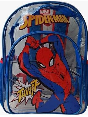 Marvel Spider-Man Clear Backpack - Red, Blue & Yellow Accents NEW